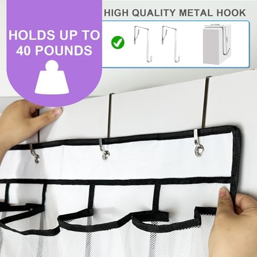 homyfort 35 Large Pocket Over the Door Shoe Organizer, Extra Sturdy Oxford Fabric Hanging Shoe Rack for Door Closet, Wall Mesh Shoe Storage Holder for Mens Women Shoes (White) - Image 5