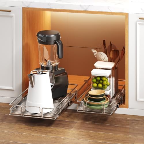 Pull Out Cabinet Organizer 13½" W x 18" D, Heavy Duty Cabinet Pull Out Shelves, Slide Out Drawers Organization for Kitchen Cabinets Bathroom - Image 6