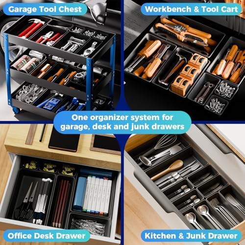 16 PCS Extra Small Parts Organizer Trays for Nuts, Bolts, Screws, Washers and Electrical Connectors, Desk Drawer Organzier Bins for Toolbox, Hardware Cabinet and Workbench (XS_16pcs_Black) - Image 7