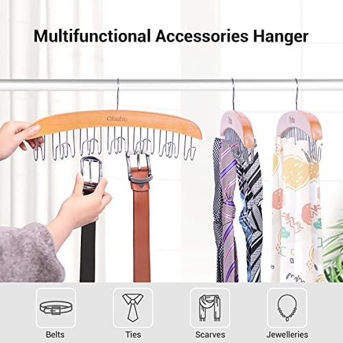 Ohuhu Belt Hanger 2-Pack 12 Hooks Wooden 360° Rotating Closet Organizer - Image 3