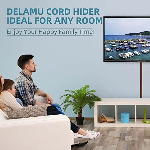 Wire Hider, 157in Delamu Cord Hider Wall, Paintable Wire Covers for Cords, TV Cable Hider Wall Kit, Cable Covers Raceway, Cable Management Hide TV Cords for Wall Mount TV, 10XL15.7 W0.95 H0.55in Brown - Image 5