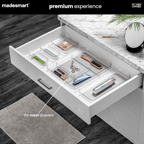 madesmart Clear 4 Compartment Drawer Organizer, Grey - Image 2