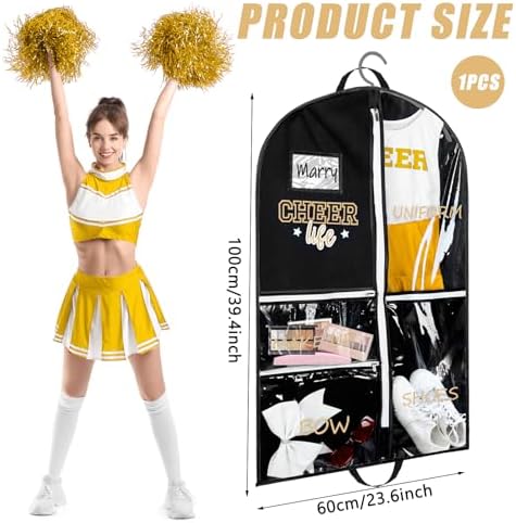 Blushtier 40" Cheer Uniform Garment Bag Cheerleading, Black,Gold - Image 2