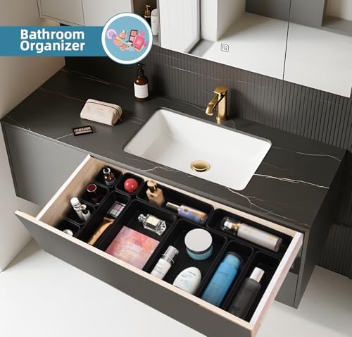 Kutesna 25 PCS Drawer Organizers Set, 4 Size Plastic Storage Bins（Black ） - Image 4