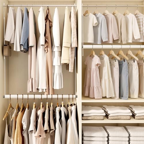 STORAGE MANIAC Adjustable Closet Rod for Hanging Clothes, 1 Pack White - Image 6