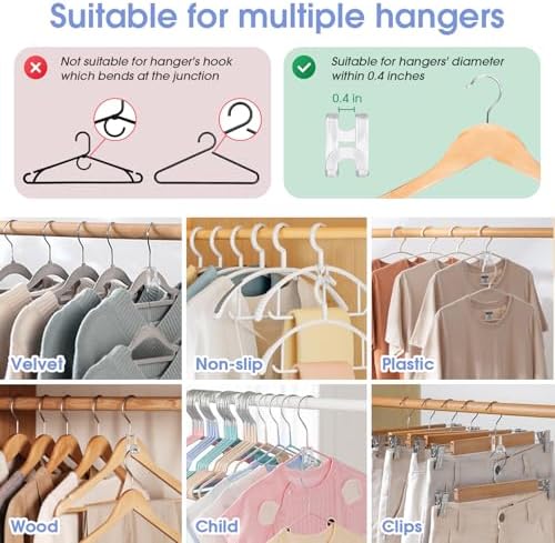 80Pcs Space Saving Hanger Hooks, Plastic Hanger Connector Hooks Clear - Image 4