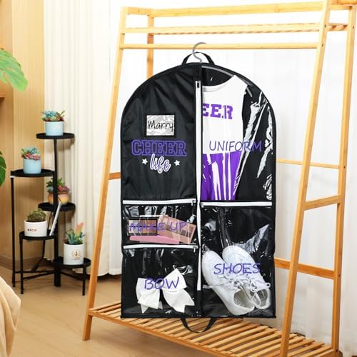 Blushtier 40" Cheer Uniform Garment Bag Cheerleading, Black,Purple - Image 5