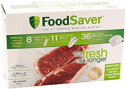 Special Value Combo Pack FoodSaver 8" & 11" Rolls & 36 Heat-Seal Pre-Cut Bags BPA free by FoodSaver