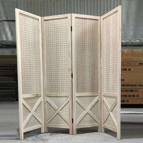 Folding Pegboard Partition Screen - 4 Panel Portable Room Divider for Craft and Art Display, Easy to Store and Clean(White) - Image 7