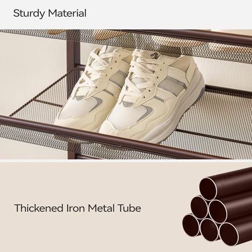 Nunsino Shoe Rack, Long Shoe Organizer,Max Holds 50 Pairs,8 Tier Metal Shoe Storage Shelf,4-Tier Stackable Shoes Organizer for Garage, Entryway,Bronze - Image 6