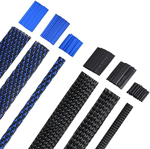 Xuniea 96ft Wire Loom Braided Cable 1/2, 1/4, 3/8 Inch,Black and Blue by Xuniea