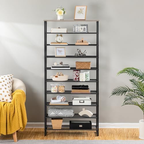 HOOBRO 10-Tier Shoe Rack for Entryway, 29.5" L Shoe Storage Organizer, Large Capacity Shoe Shelf for Closet, Front Door Entrance, Hallway, Holds 36-40 Pairs of Shoes, Greige and Black BG107XJ01 - Image 5