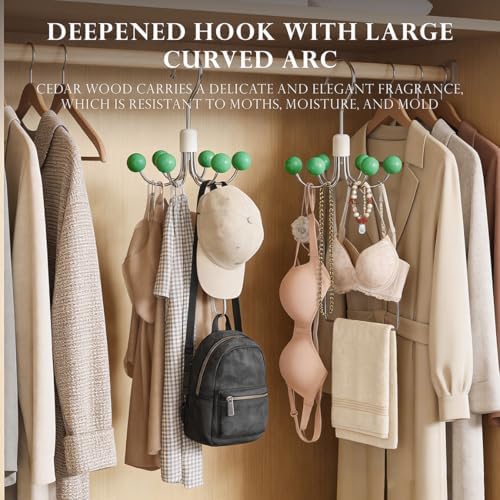 1 Pack 360° Swivel Hoodie Hangers with 6 Cedar Balls,Closet Organizer-Green - Image 6