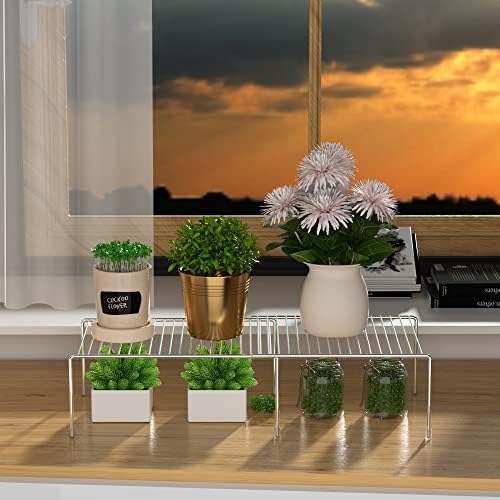 Redrubbit Cabinet Storage Shelf Rack, 4 Piece Expandable Metal Rustproof Kitchen Counter and Cabinet Shelf, Storage Rack Organizer Space Saver for Kitchen, Fridge, Cabinet, Bathroom, Chrome, Set of 2 - Image 7