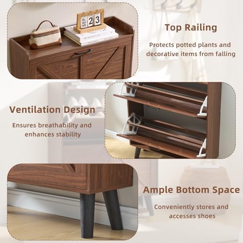 LEYAOYAO Shoe Cabinet Storage for Entryway with 2 Flip Drawers - Image 5