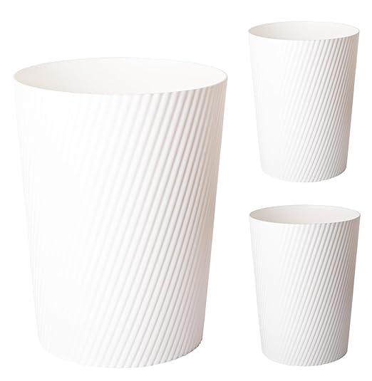 UUJOLY Small Trash Can Wastebasket Garbage Can Container Bins for Bathrooms, Laundry Room, Kitchens, Offices, Kids Rooms, Dorms (White, 3 Pack)
