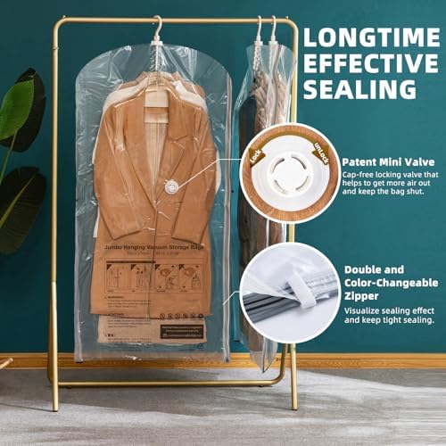 TAILI Hanging Vacuum Storage Bags Clothes, Coats, Jackets,6 Jumbo Clear - Image 4