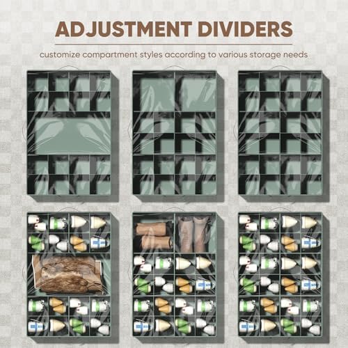 OIAHOMY 2 Pack Shoe Organizer for Closet, Large Foldable Shoe Storage Bins with Dividers and Reinforced Handles, Each Clear Cover Sneaker Box Fits Up to 24 Pairs for Entryway and Bedroom, Grey - Image 4