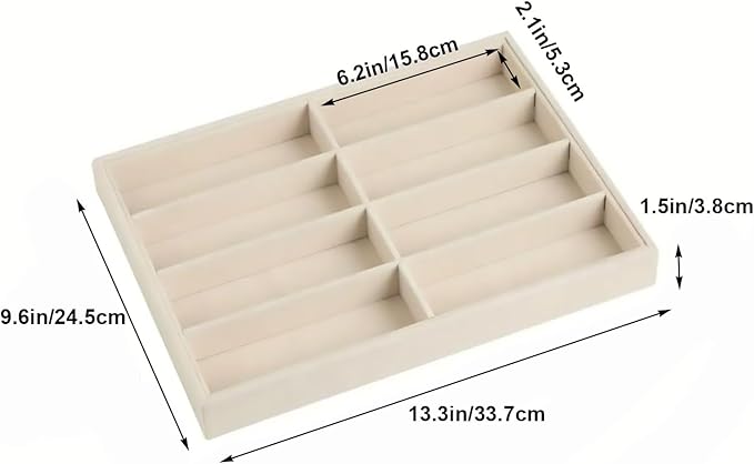 Jewelry Tray Velvet Jewelry Organizer with Clear Lid Transparent Earring Bracelet Organizer Holder Case with Clasp Drawer Insert for Rings Studs Gift for Women Girls (Sunglass Box)
