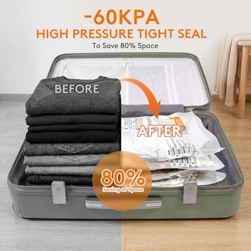 12 Packs Vacuum Seal Bags with USB/Type-C Pump, 3 Sizes Travel Vacuum Storage Bags for Clothing, Vacuum Packing Bags for Closet Organization, Bedding & Seasonal Storage - Image 3