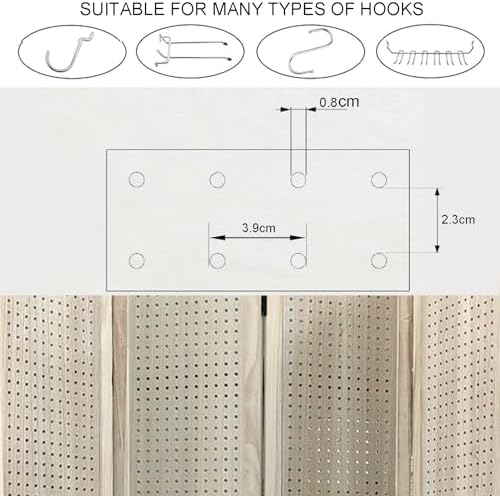 Folding Pegboard Partition Screen - 4 Panel Portable Room Divider for Craft and Art Display, Easy to Store and Clean(White) - Image 5