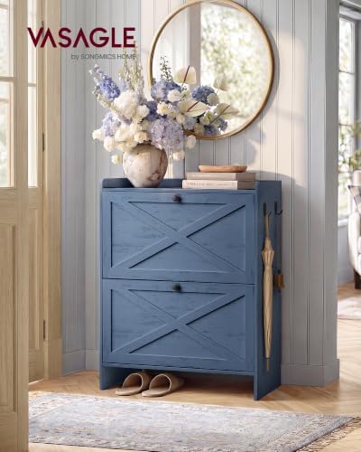 VASAGLE Narrow Shoe Storage Cabinet Organizer with 2 Flip Drawers - Image 3