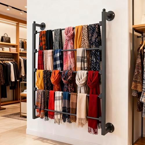 5 Layer Wall Scarf Display Tie Rack Ribbon Organizer Wrapping Paper Holder - Image 4