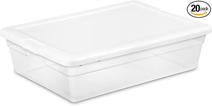 Sterilite Storage Box, Stackable Plastic Container Home Organizer, 28 Qt(20 Pack)