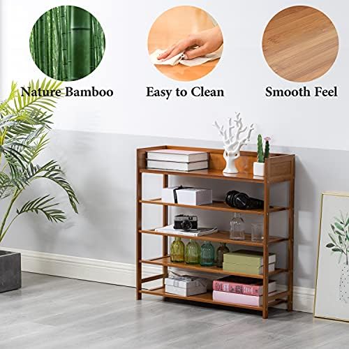 latifolia Bamboo Shoe Rack, 5-Tier Shoe Rack Organizer for Entryway, Living Room(Brown, 31.40''L) - Image 5