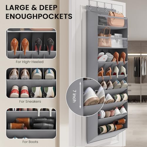 Mefirt XL Clear Over the Door Shoe Organizer for Closet Fit 25 Pairs - Image 5