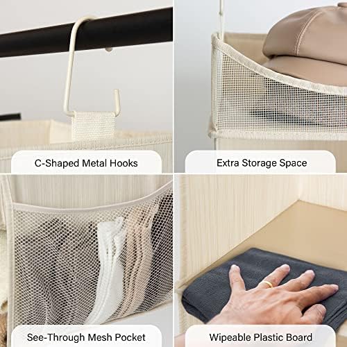 StorageWorks 3-Shelf Hanging Closet Organizer with Half Compartment, Ivory - Image 4