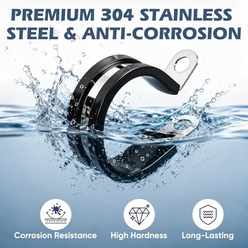 20 Pack 304 Stainless Cushioned Pipe and Cable Clamps Kit 1/2" & 1" - Image 4