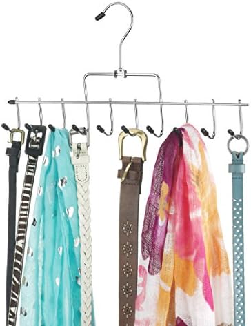Whitmor Clothes Hanger, 10 Hook Accessory Hanger, Chrome Metal Tie Hanger for Closet, Belt, Ties, Scarves Organizer and Rack, Space Saving Closet Accessories, Black Tips - Image 2