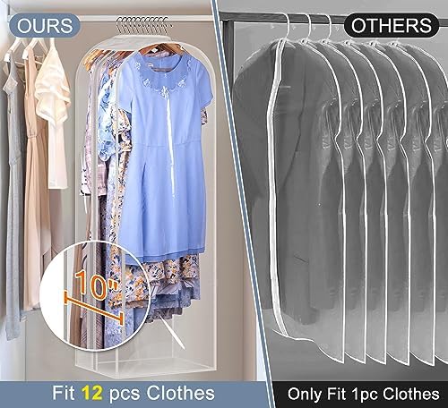 Sleeping Lamb 10" Gussetes Clear Garment Bags for Hanging Clothes Storage 50" Dress Bags for Closet Storage Coat Cover for Suits, Sweater, Jacket(3 Packs) - Image 2