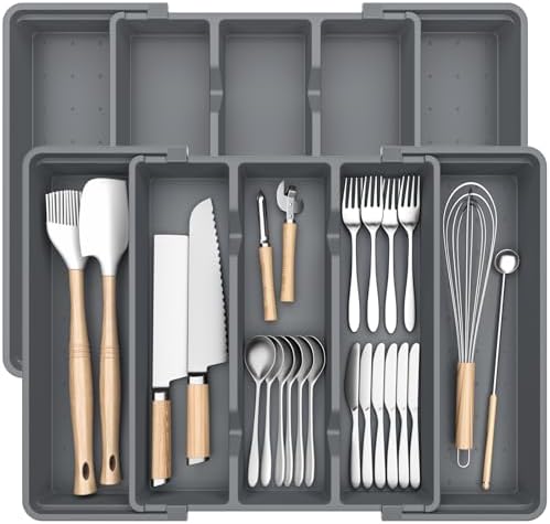 Large Expandable Silverware Drawer Organizer, Utensil Tray by Unknown