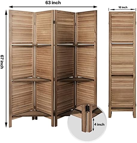 Room Divider with Shelves Freestanding Wood Room Partition Divider - Image 2