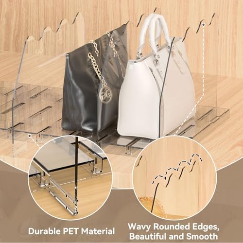 SOYO Adjustable Shelf Dividers for Closet, Purse Organizers for Bag, Clear - Image 4