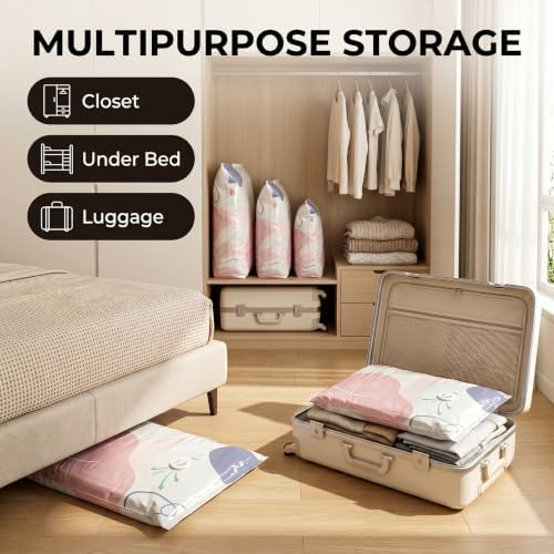 6 Pack No-Pump Vacuum Storage Bags, Large Cube Vacuum Seal Bags, Space Saver Bags for Clothes, Pump-Free Compression Cubes for Comforters, Blankets, Bedding & Closet Organization - Image 7
