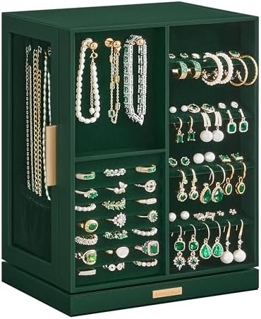 SONGMICS Jewelry Box Organizer, 360° Rotating, 5 Drawers, Forest Green by SONGMICSbySONGMICSHOME