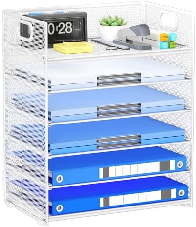 Paper Organizer for Desk with Handle, 6-Tier by Kinkota