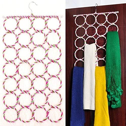 Super Z Outlet Foldable 28 Ring Hole Slots Space Saving Clothing Closet Hanger Scarf, Ties, Belts, Socks Organizer for Home Bedroom, Bathroom, Living Room (Multicolor) - Image 2