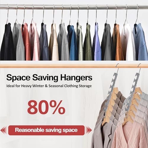 8 Pack Space Saving Hangers for Clothes, 6 to 9 Holes Expandable Heavy Duty Metal Hangers 80 Lbs Capacity, Magic Smart Hanger Closet Space Saver, Closet Organizers and Storage - Image 2