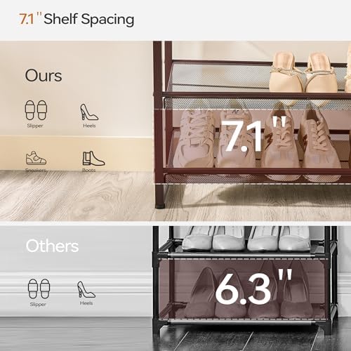 Nunsino Shoe Rack, Long Shoe Organizer,Max Holds 50 Pairs,8 Tier Metal Shoe Storage Shelf,4-Tier Stackable Shoes Organizer for Garage, Entryway,Bronze - Image 5