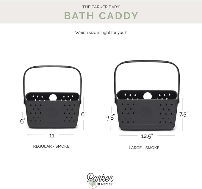 Parker Baby Large Bath Caddy | BPA Free & Food Grade Shower Caddy Organizer for Toys & Supplies | Quick-Dry, Sturdy & Perfect Size Shower Basket w/Handle in Neutral Colors