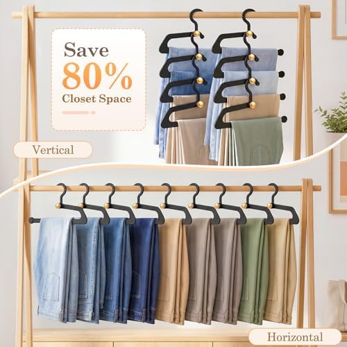 Hangers for Pants 20-Pack, Space Saving Closet Organizer for Jeans Slacks,Non-Slip Hanger for Leggings,Jeans, Slacks, Scarves (Black) - Image 2