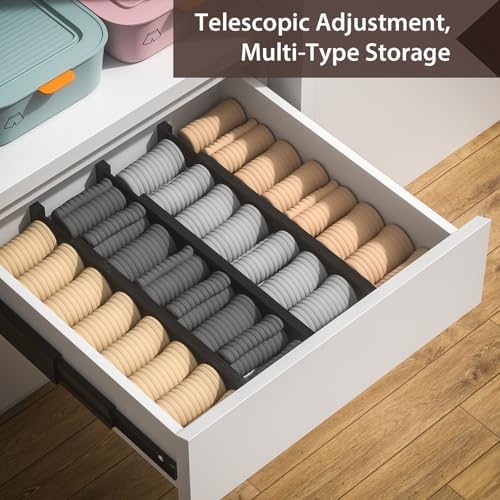 4 Pack Bamboo Drawer Dividers 17-22" Adjustable Kitchen Organizer, Black - Image 5