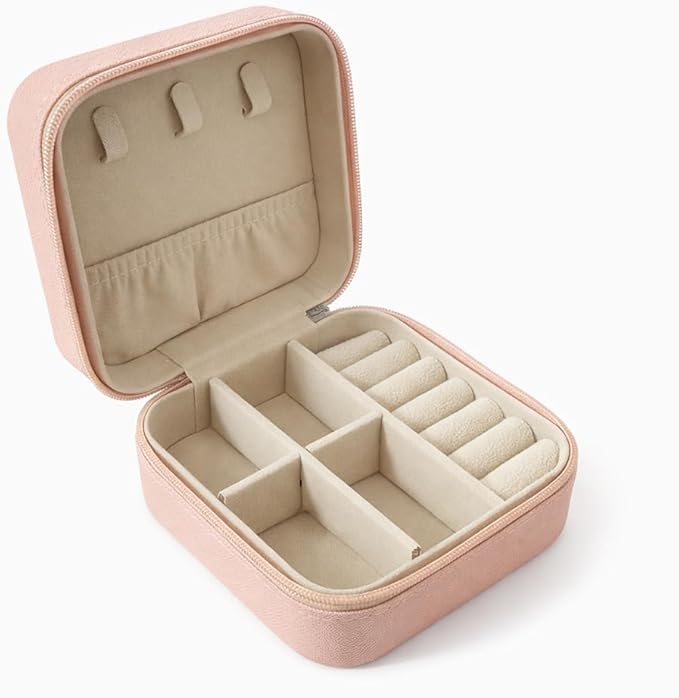 Jewelry Box for Women Girls, Small Travel Jewelry Organizer, Mini Portable Jewelry Storage Case as Small Gifts for Women, Pink