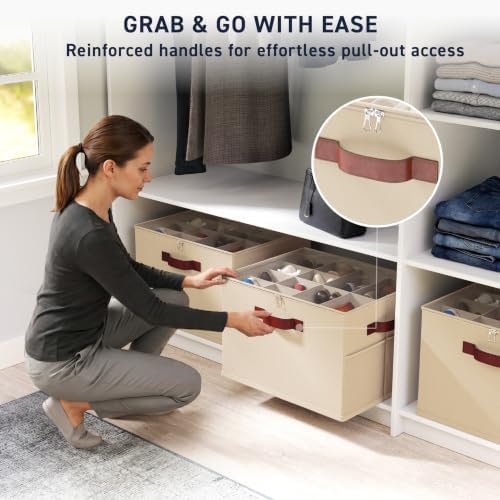 Ornavo Home Linen Large Shoe Storage Organizer Bins 2 Pack, Khaki - Image 4