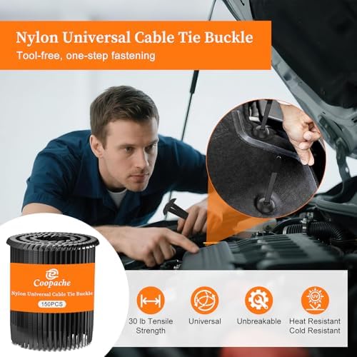 100-Pack Nylon Universal Cable Tie Buckle for Car, Automotive Zipper Clips - Image 7