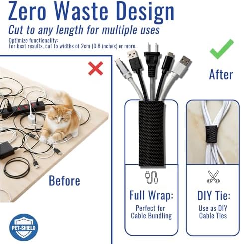 1/2" - 6.6Ft Hook and Loop Cable Sleeve, Wire Protector for Pets - Image 6